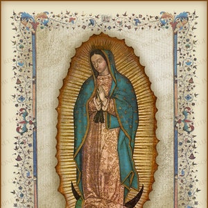 La Virgen De Guadalupe... with a Beautiful Rare, Vintage Border. image 1