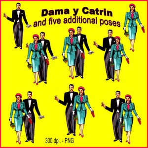 Dama Y Catrin + 6 dodatkowych posses | Element dekoracyjny PNG | Nowość i już w sprzedaży!