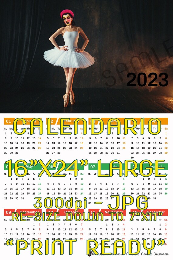 Calendario 2023 "La Ballerina" | 12 month 24" LARGE CALENDAR (re ...