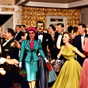 1950 年代の La Dama y El Catrin | オリジナル クラシック | 高さ 6 インチの PNG | 新品、ただいま販売中!