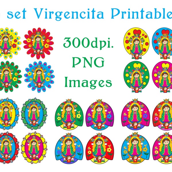 Virgencita  -  FIVE 4up Group sets -  300 dpi PNG, Reg. 4.95