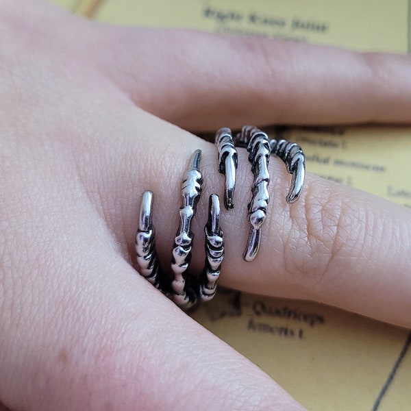 Silver Raven Claw Ring, Adjustable Size