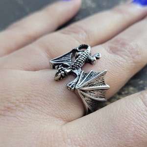 Silver Dragon Ring, Adjustable Size
