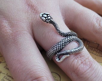 Silver Snake Ring, Adjustable Size