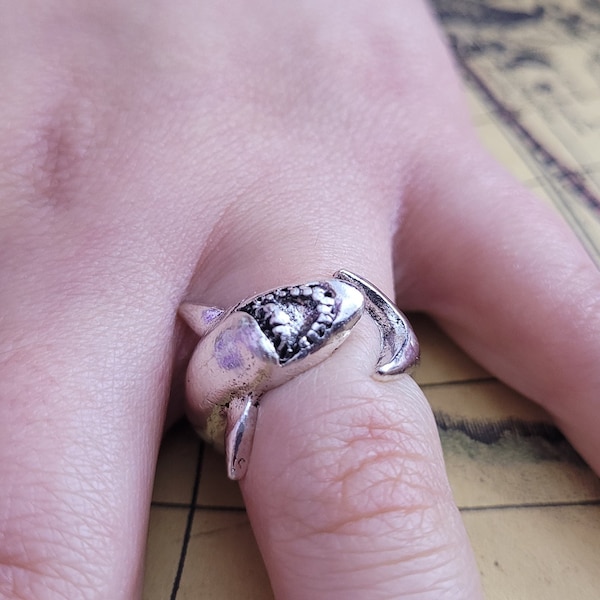 Silver Shark Ring, Adjustable Size
