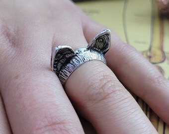 Silver Cat Ears Ring