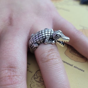 Silver Crocodile Ring, Adjustable Size