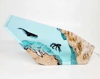 Whale and Octopus Epoxy Ocean Lamp
