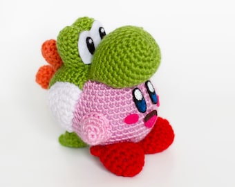 Crochet Yoshi Kirby Amigurumi - Kirby's Epic Yarn and Yoshi's Woolly World mix, Smash Bros