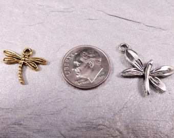 ADD  ON: Dragonfly Charm - Golden tone or Silver tone- Pendant for Bracelet , Necklace , Earrings or Keychain - Gift