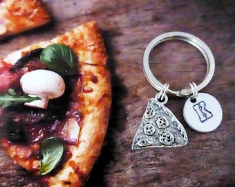 SALE - Personalized Pizza Keychain - Low Shipping Cost - Friendship Necklaces - Best Friends Jewelry - BFF Charm - Sisters - Friend - Team