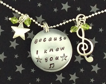 Musical Wicked Inspired Jewelry - Hidden Message Locket - Necklace : Because I knew you I have been changed for good - Gift