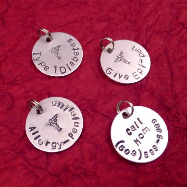 Allergy or Medical Alert ID Charm  - Add On : Customized Condition - Diabetes - Epilepsy - Alzheimer - Asthma - Heart Patient