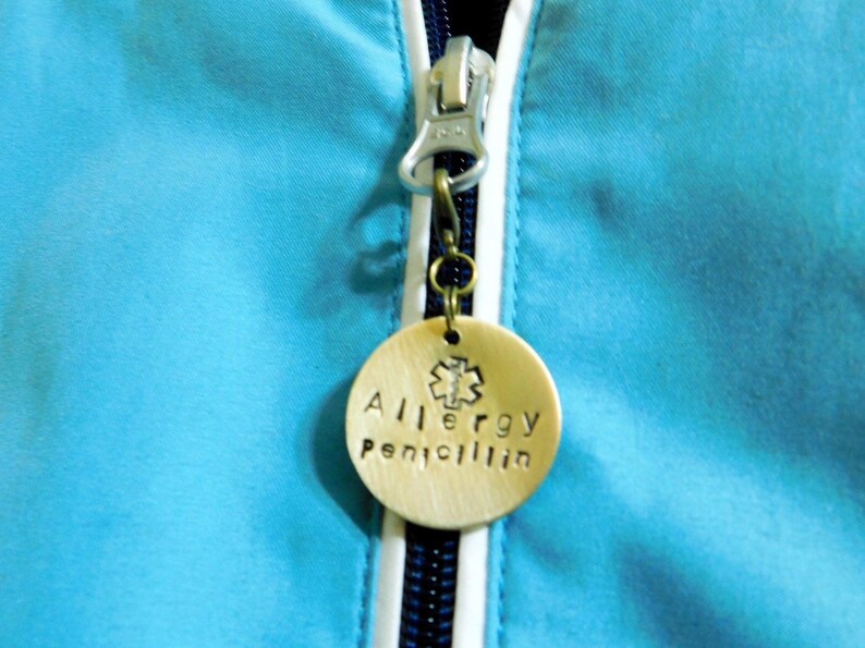 Allergy or Medical Alert ID Round Charm Zipper Pull Add on Etsy