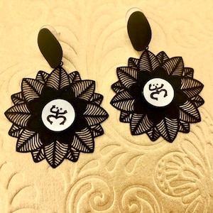 Taino COQUI Earrings - Large Black Dangle Earrings - Puerto Rican Jewelry- Gift - Artesania