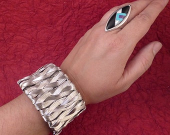 Fitbit Bracelet for FitBit Flex ELIZA Iridescent Silver Beaded Snap Bracelet 
