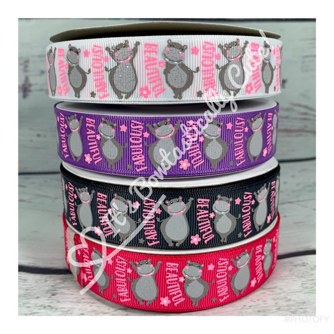 7/8 Grosgrain Lt. Glitter Hippo Fabulous Beautiful on 4 Etsy