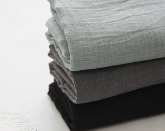 Single Washed Cotton Gauze Fabric by Yard - Gray, Dark Gray, Black Cotton Gauze