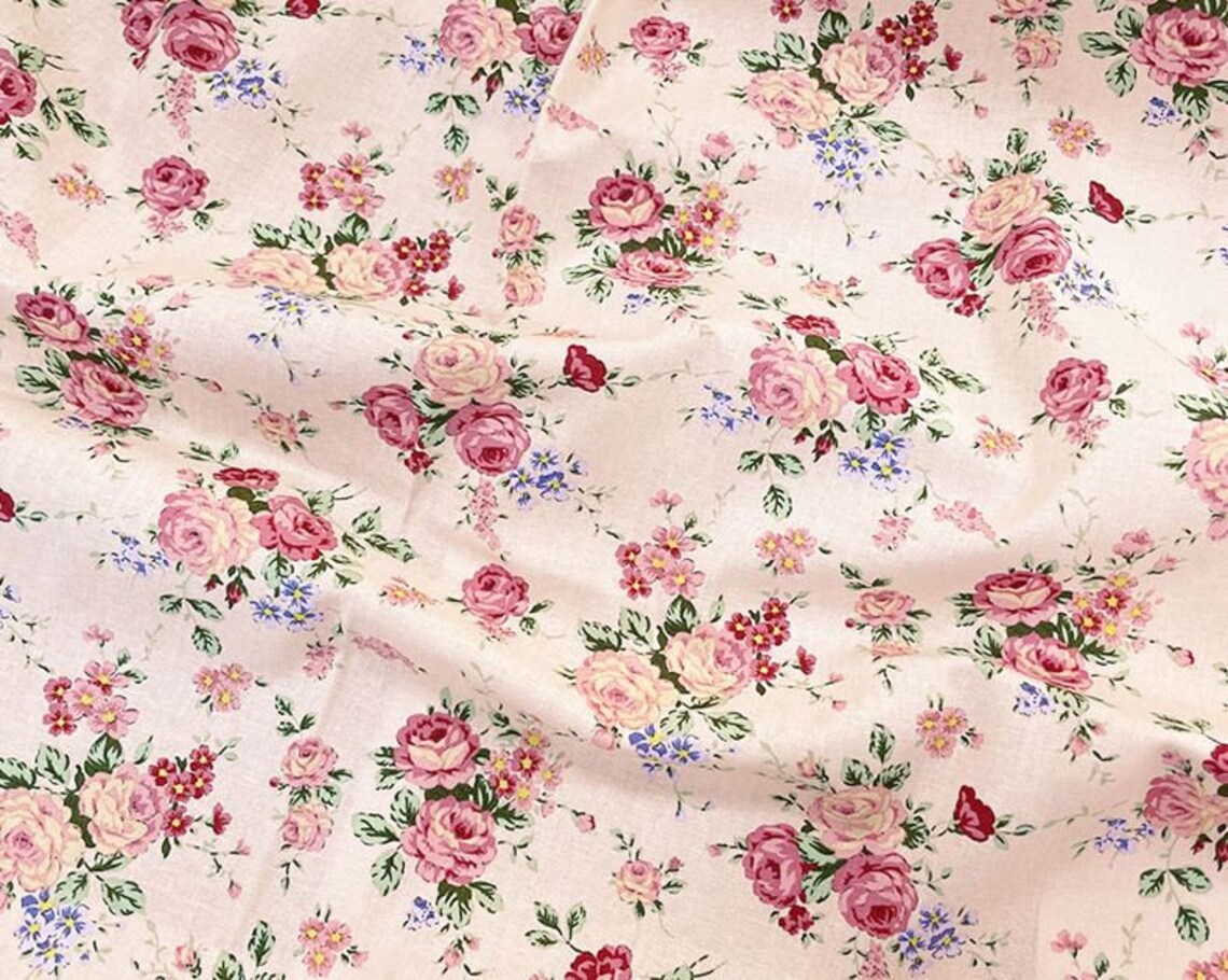 Rose Pattern Cotton Fabric by Yard 3 Colors Selection S41304 Etsy