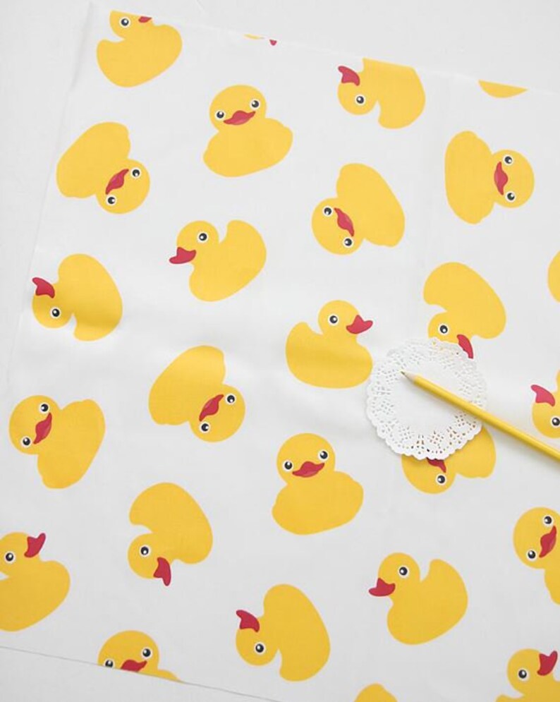 Cute Rubber Ducks Pattern Cotton Fabric by Yard White Etsy