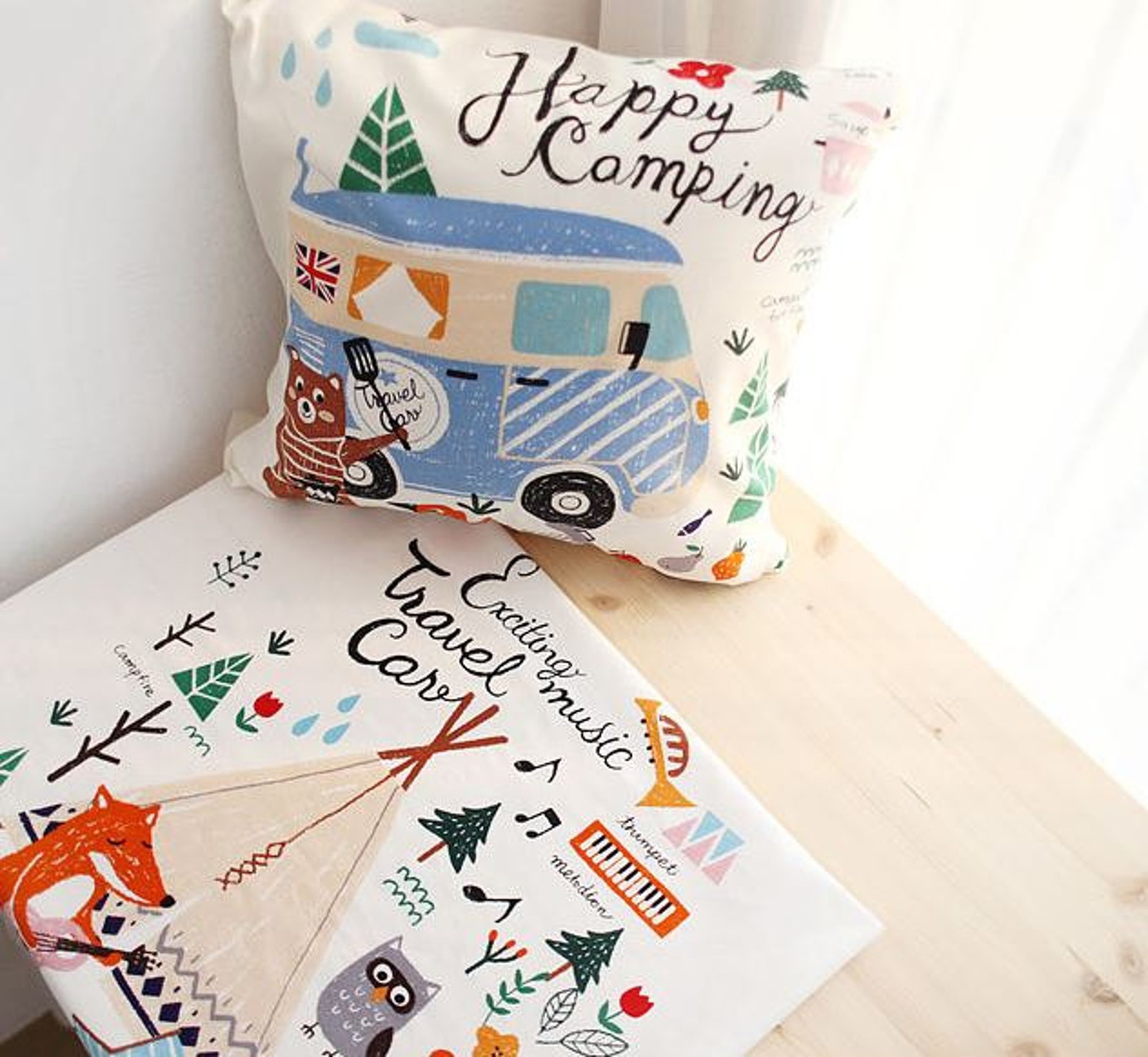 Camping Design Panel Cotton Fabric 2 Designs Package Etsy