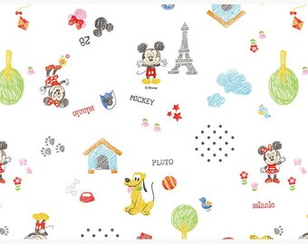 Organic Micky and Mini Mouse Double Cotton Gauze Fabric by Yard