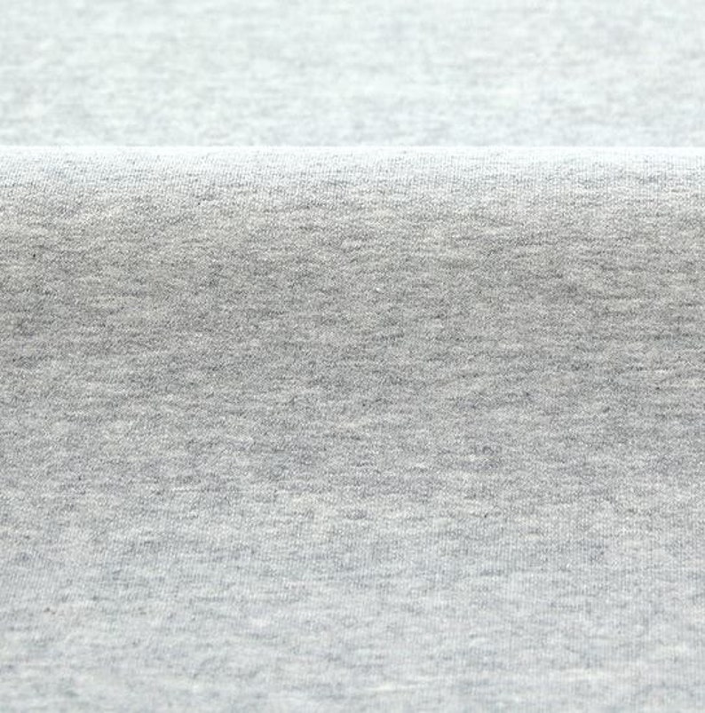 Solid French Baby Terry Knit Fabric by Yard 37 Inch - Melange Grey Width 95cm