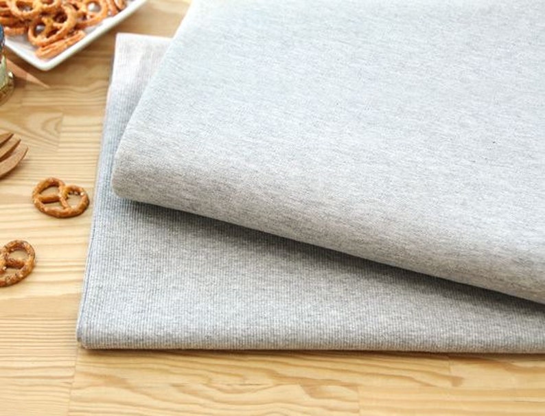 Solid French Baby Terry Knit Fabric by Yard 37 Inch - Melange Grey Width 95cm