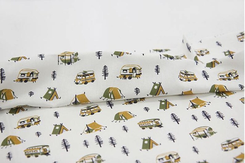 Camping Pattern 20s Cotton Oxford Fabric by Yard 2 Colors Etsy