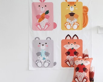 Cute Animal Digital Printing Cotton Panel Fabric S85145- 4 Designs Package