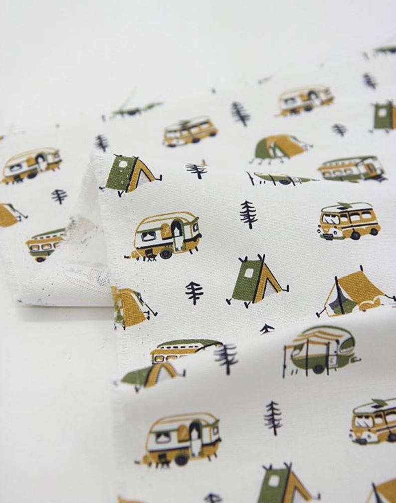 Camping Pattern 20s Cotton Oxford Fabric by Yard 2 Colors Etsy