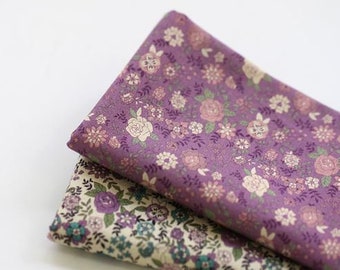 Vintage Floral Pattern Digital Printing Cotton Fabric by Yard S85608 - Purple