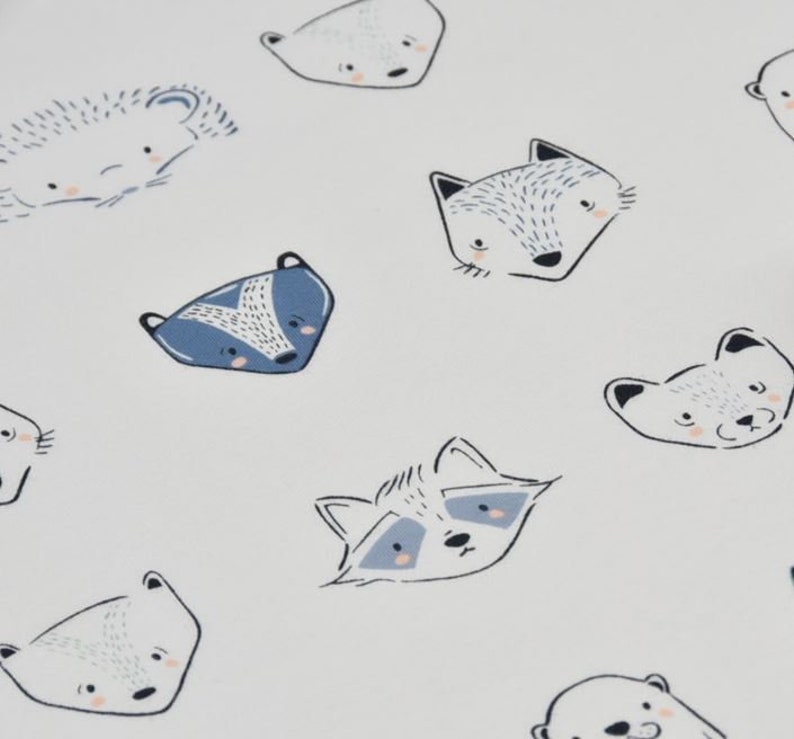 Animal Face Single Cotton Stretchy Knit Fabric by Yard