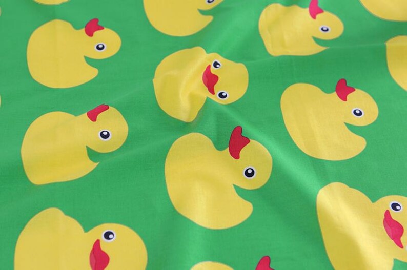 Cute Rubber Ducks Pattern Cotton Fabric by Yard Green Etsy