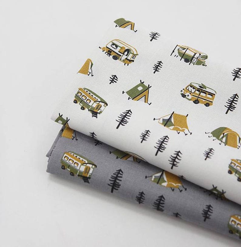 Camping Pattern 20s Cotton Oxford Fabric by Yard 2 Colors Etsy