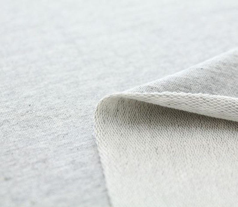 Solid French Baby Terry Knit Fabric by Yard 37 Inch - Melange Grey Width 95cm
