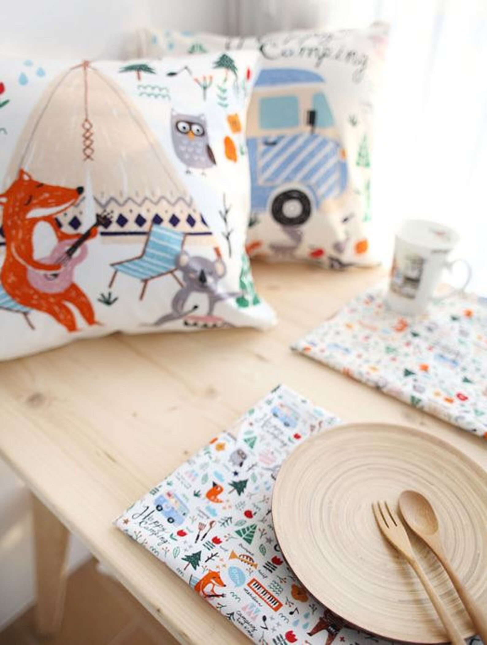 Camping Design Panel Cotton Fabric 2 Designs Package Etsy