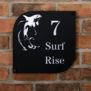 Whale Motif Coastal Acrylic House Sign 30x30cm