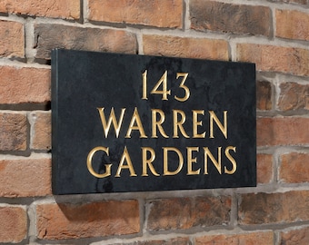 Premium Heavyweight Charcoal Grey Slate House Number/Name, Various Sizes