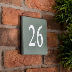 Smoky Green Slate square house number 15cm x 15cm