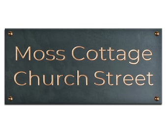 Green Slate House Sign, Address Plate, Handcrafted Engraved Plaque, Personalised with YOUR House Number/Name, Address/Street Name, 40 x 20cm