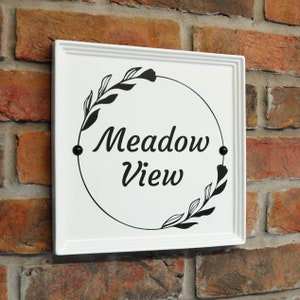 Ceramic House Sign, Square 25 x 25cm, White, Engraved, 3 Designs/Fonts