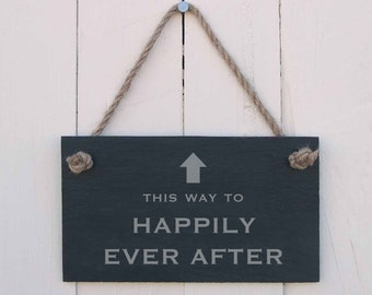 Hanging Sign This Way to Happily Ever After