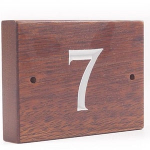 1 Digit Solid Iroko Wood House Number