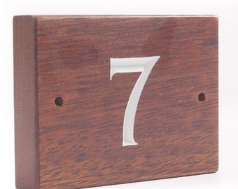 1 Digit Solid Iroko Wood House Number