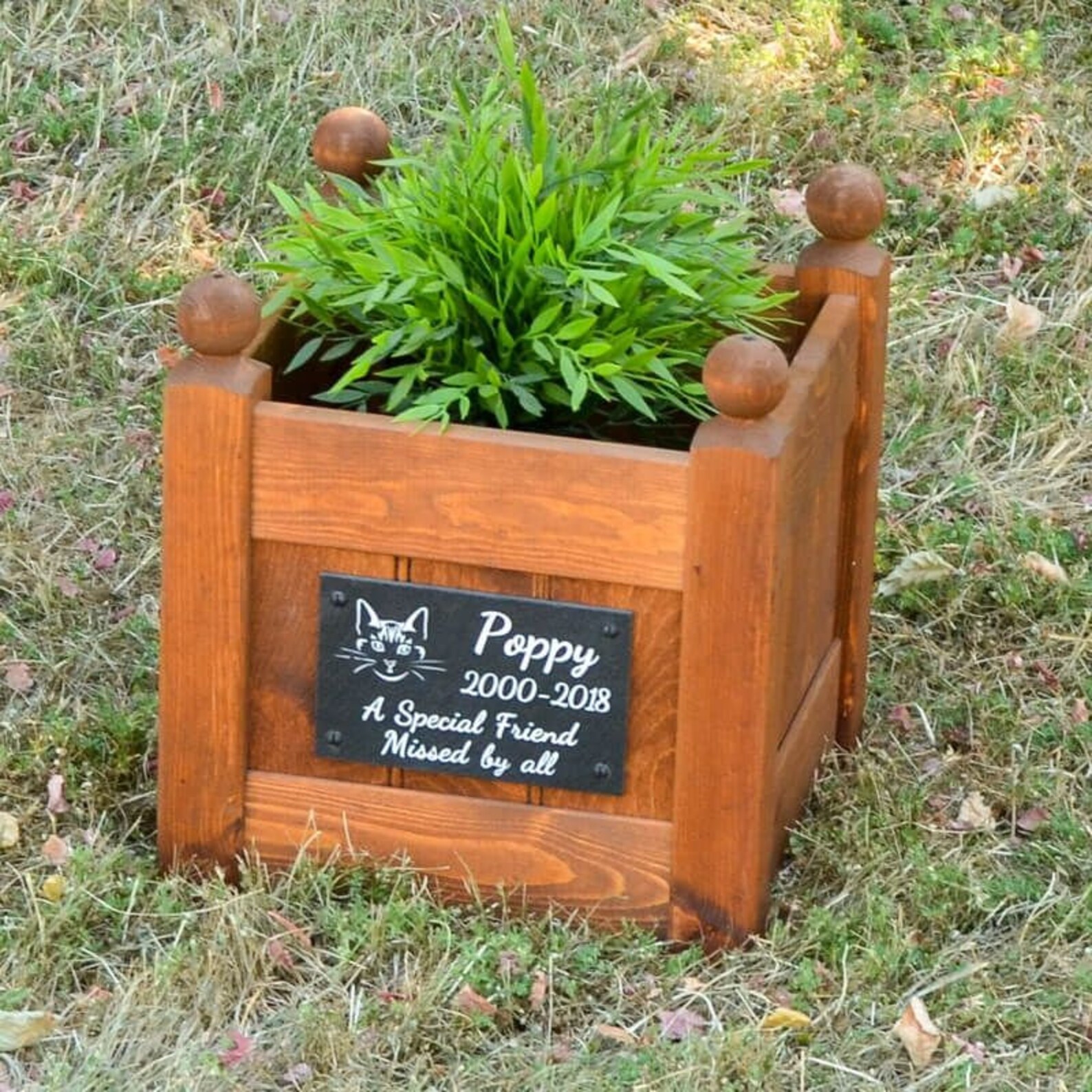 Personalised Pet Memorial Wooden Planter with Slate Plaque Etsy
