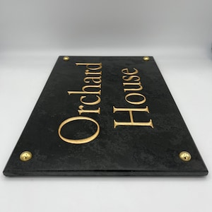 Personalised House Name Sign in Black Slate size 30.5cm x 20cm image 4