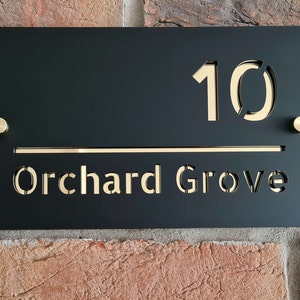 Matte Black Acrylic House Sign With Gold or Silver Mirror Base Layer - Etsy