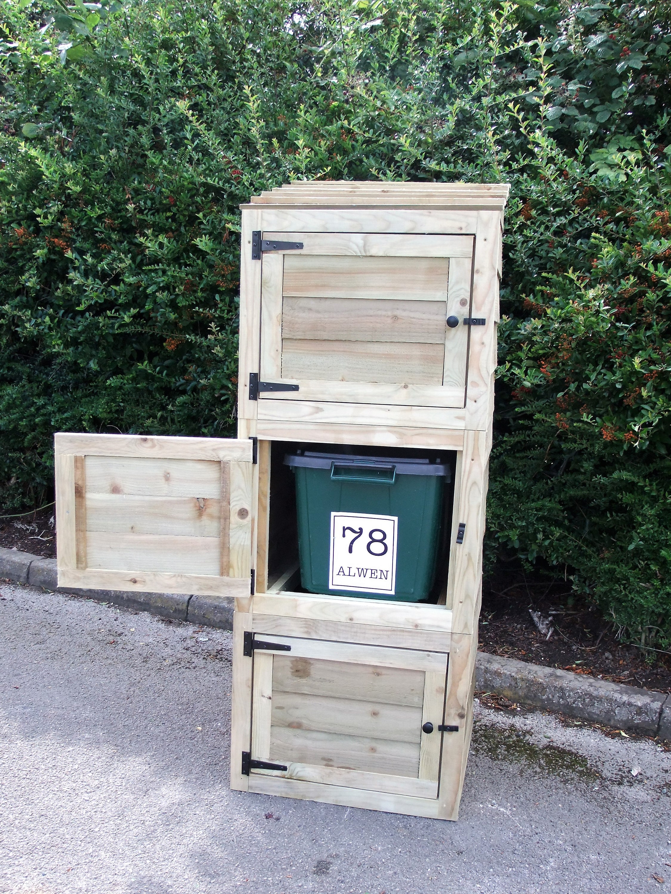 Garden Storage for 3 Recycling Bins. Complete With Doors and Etsy UK