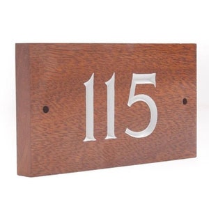 3 Digit Solid Iroko Wood House Number